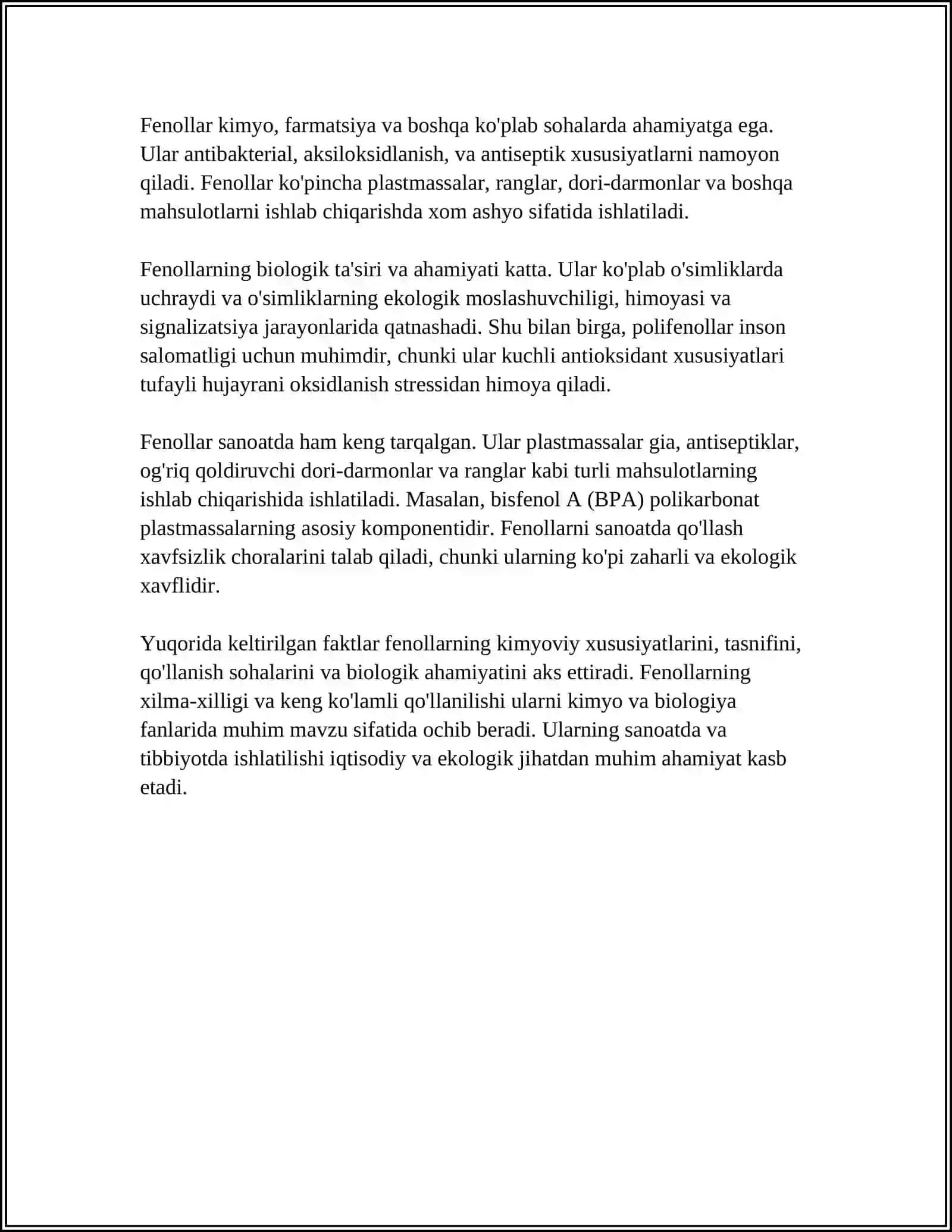 FENOLLAR, PARAAMINOFENOLLAR VA ULARNING HOSILARI TAHLILI 4