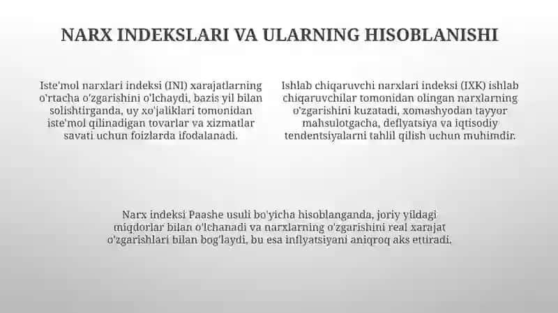 Narxlar va tariflar stasistikasi 4