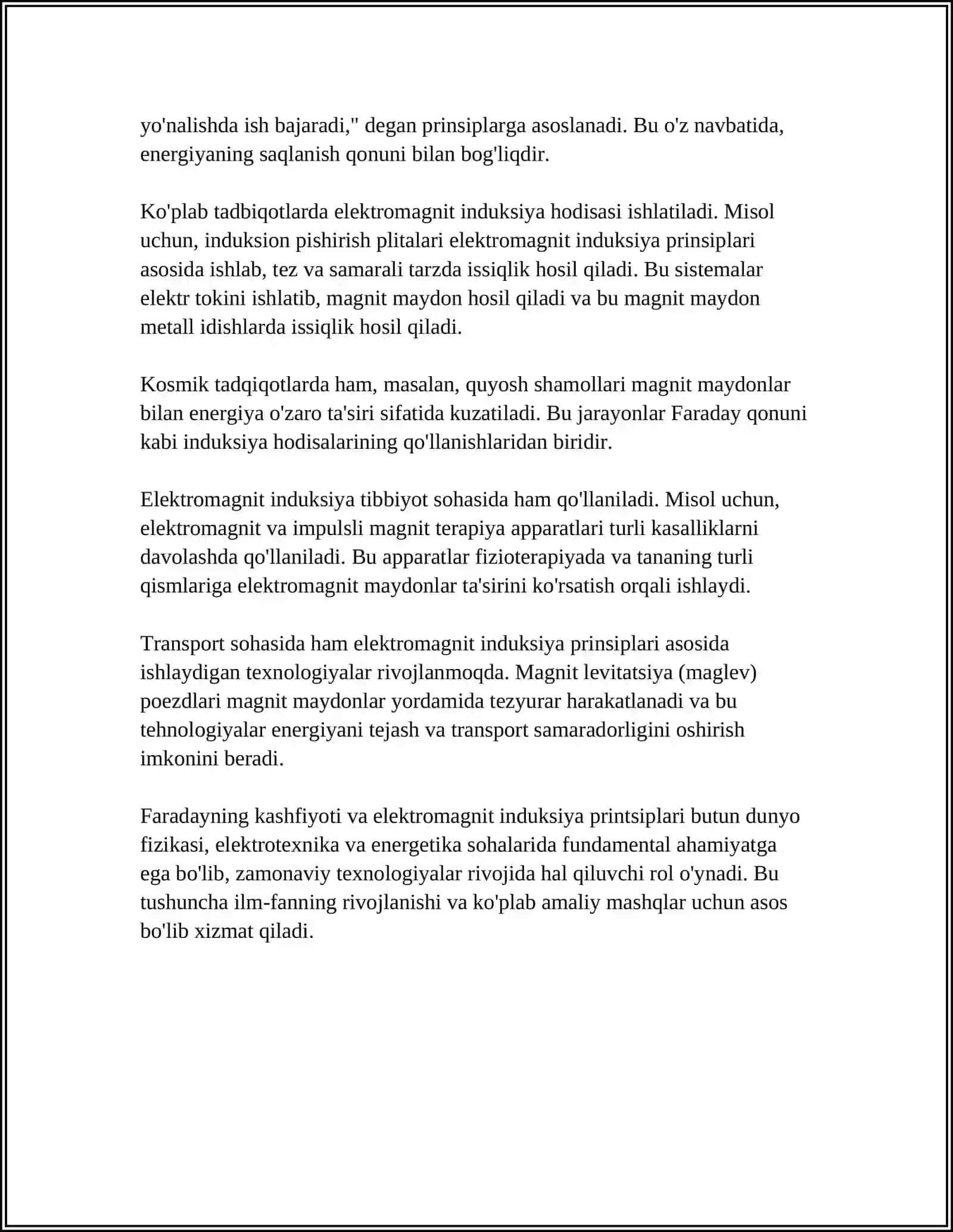 ELEKTROMAGNIT INDUKSIYA.O’ZINDUKSIYA. O’ZARO INDUKSIYA 4