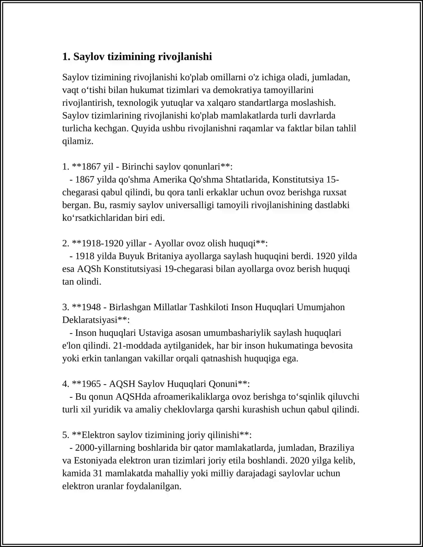 YANGI O'ZBEKISTONDA SAYLOV TIZIMI 4