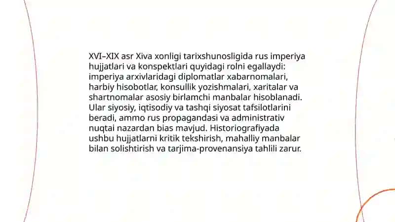 XVI-XIX asr Xiva xonligi siyosiy tarixining tarixshunosligi 4