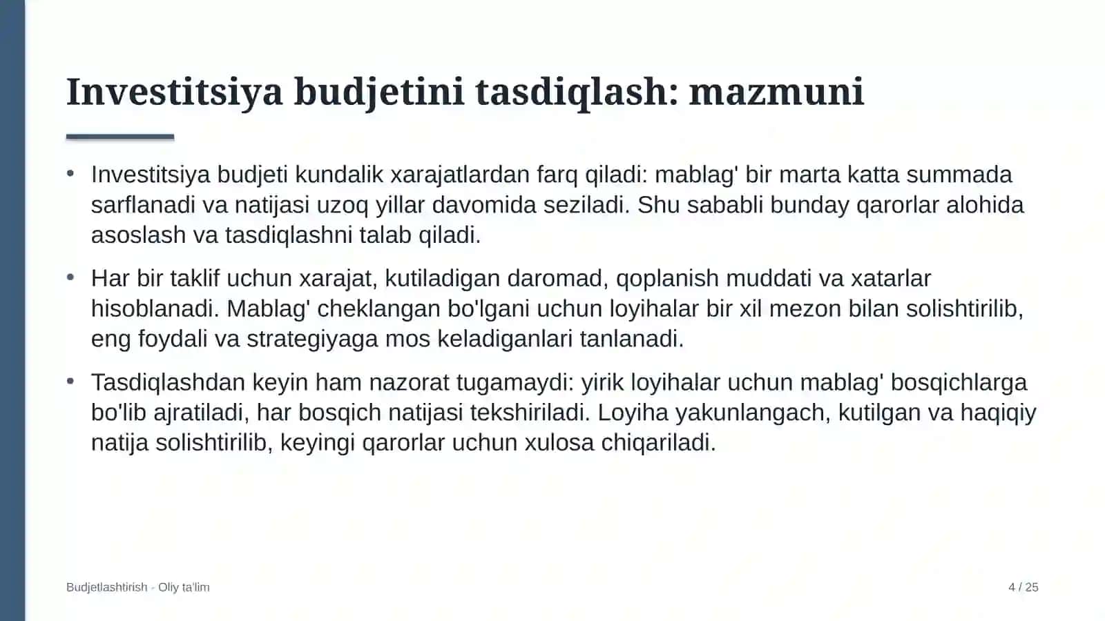 Yangiliklar saytlarida investitsiya budjetini tasdiqlash 4