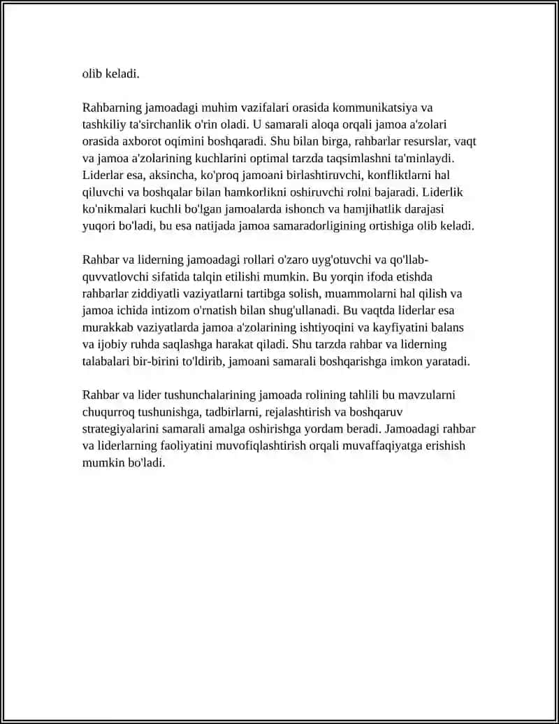 RAHBAR VA LIDERNING JAMOADA ISHLASH PRINSIPLARI 4