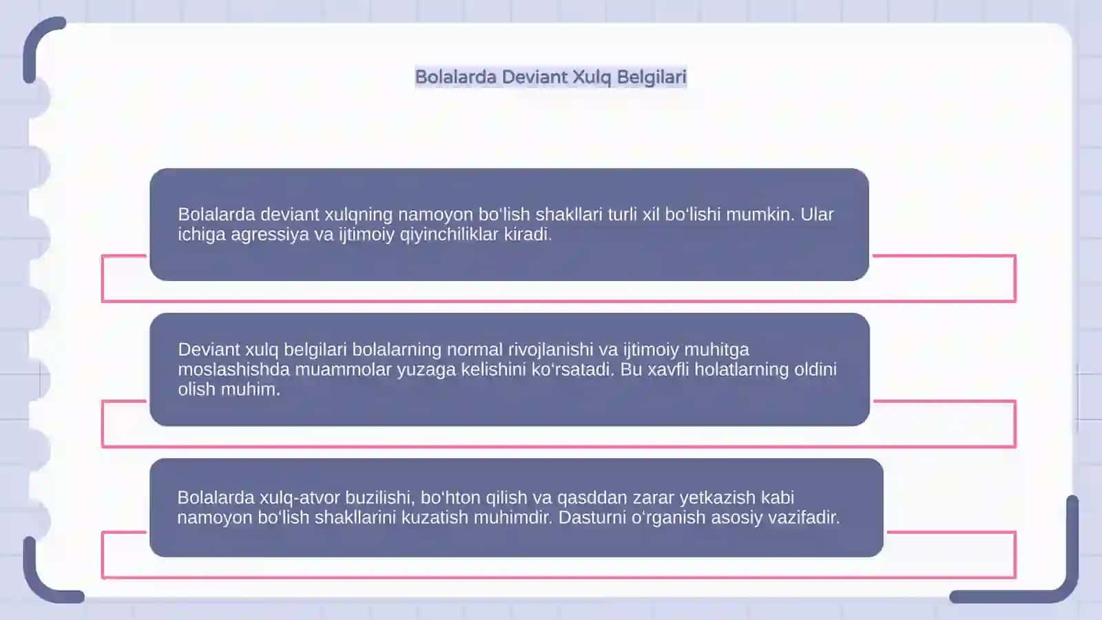 Bolalarda deviant xulqning namoyon bo‘lish shakllari 4