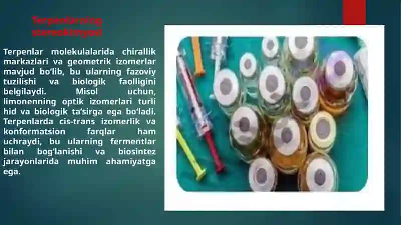Steroidlar va terpenlarning stereokimyosi hamda ular ishtirokidagi muhim biologic jarayonlar 4