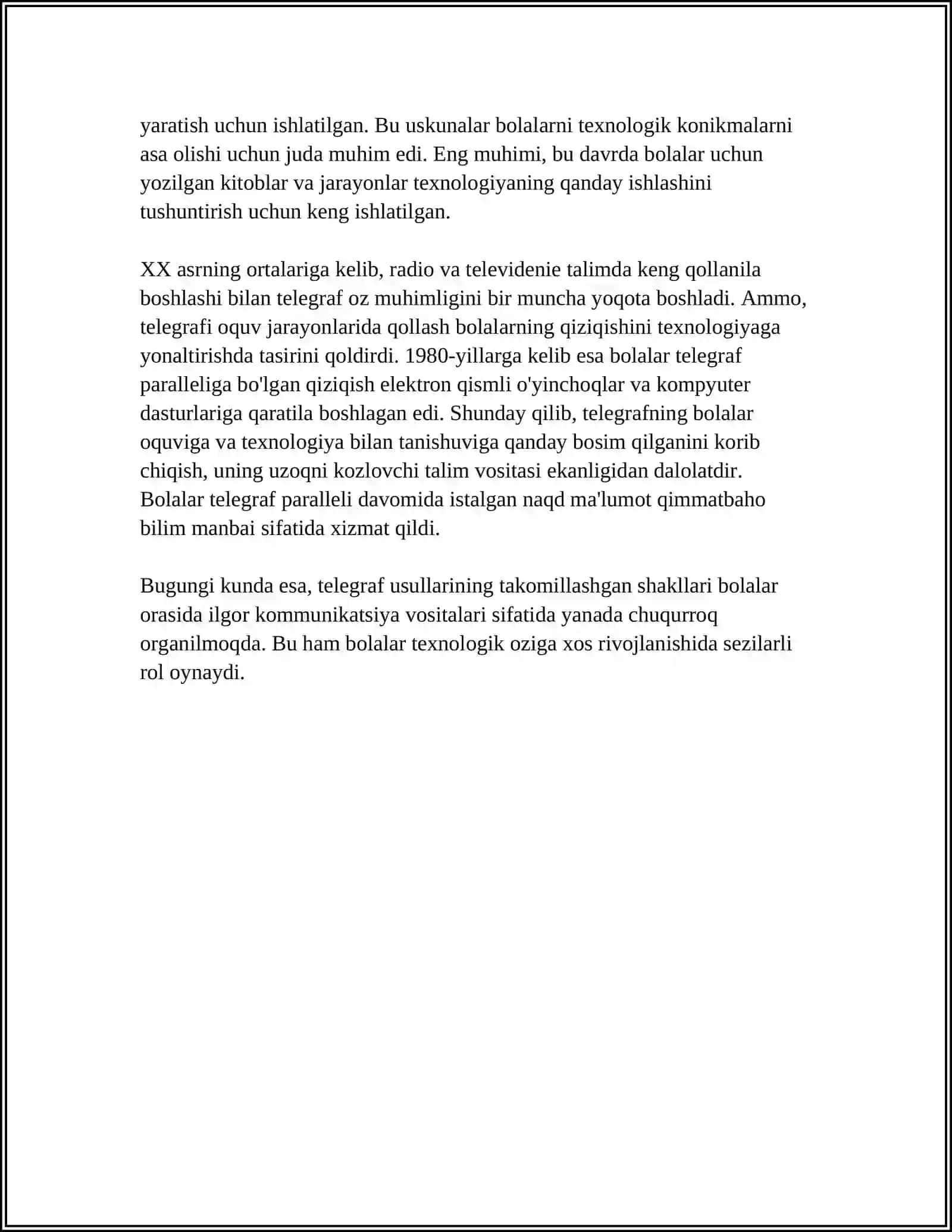 BOLALAR TELEGRAF PARALIJI 4