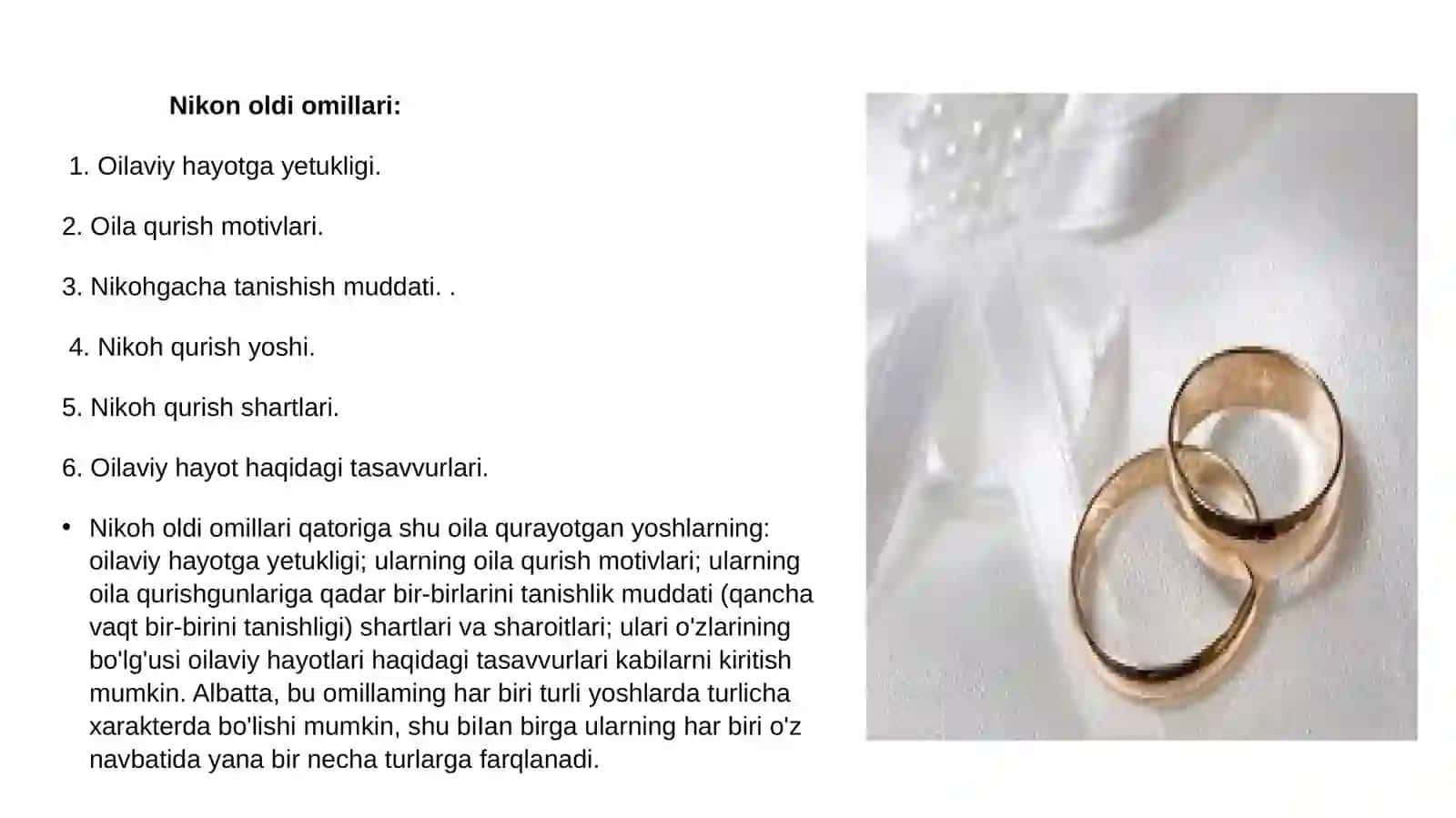 Nikoh oldi omillari xususiyatlari va ularning nikoh mustahkamligiga ta'siri 4