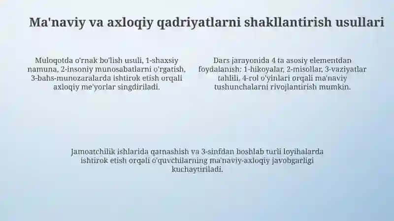 O'QUVCHILARNI MA;NAVIY AXLOQIY TARBIYALASH 4