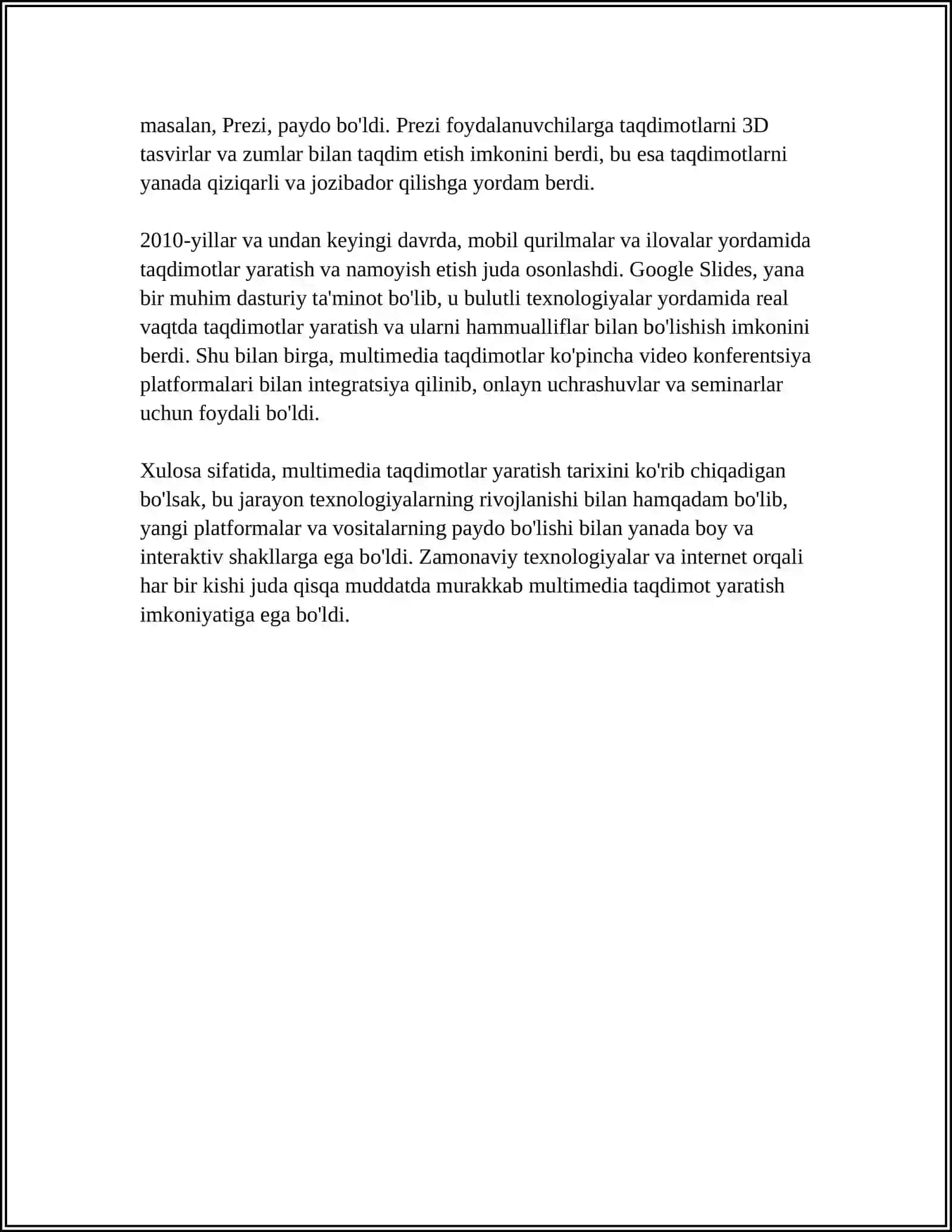 MULTIMEDIYALI TAQDIMOTLAR YARATISH TEXNOLOGIYASI 4