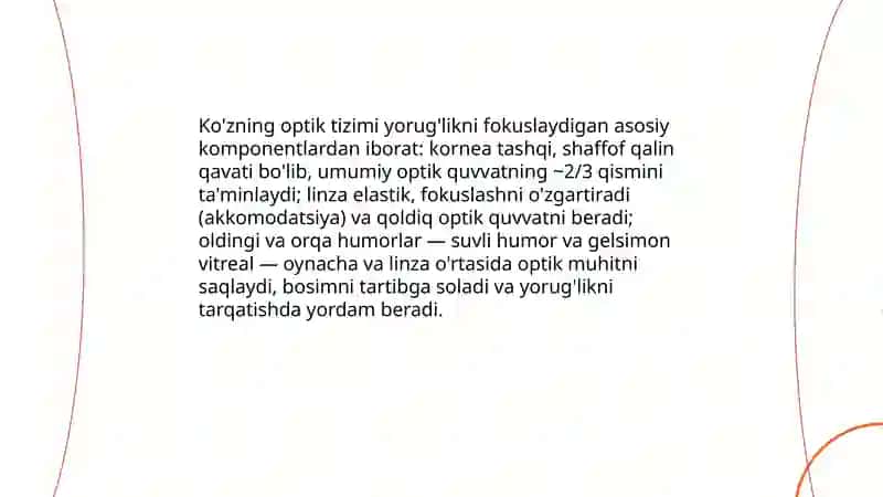 Ko'ruv analizatori. Ko'zning optik tizimi 4
