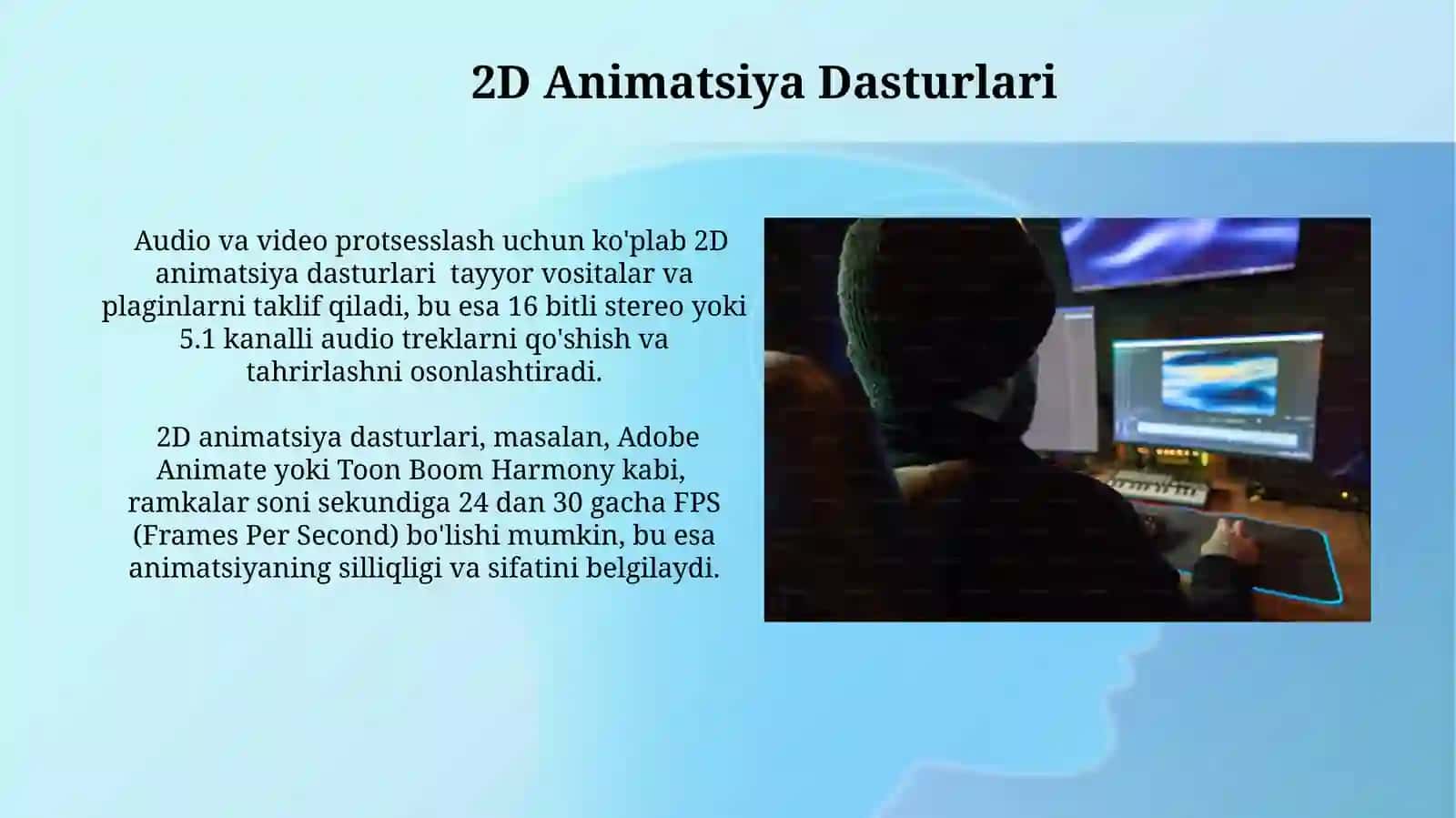 Animatsion lavhalar yaratish. Ovoz va video lavhalargaishlovberish 4