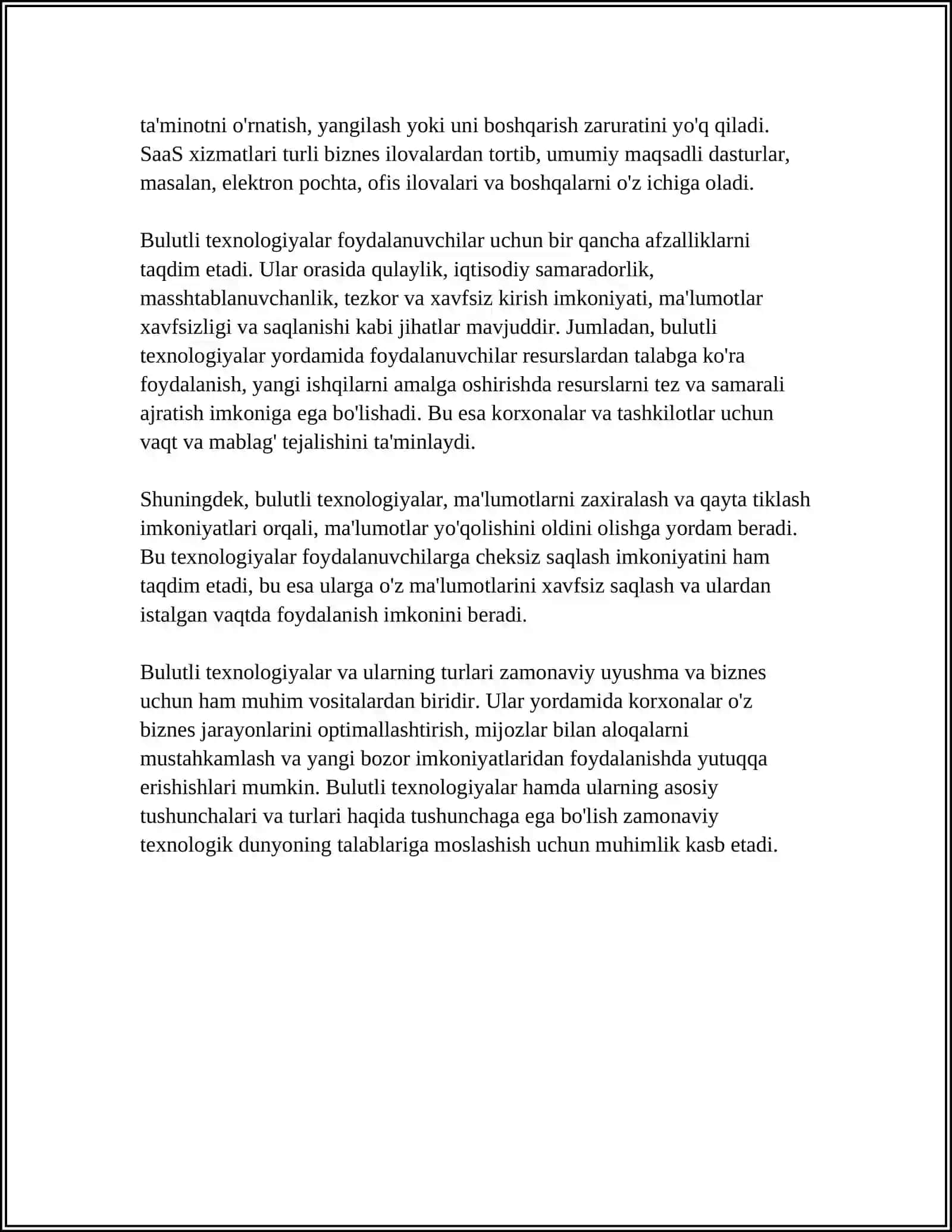 Bulutli texnologiyalarning Xususiyatlari va Afzalliklari 4