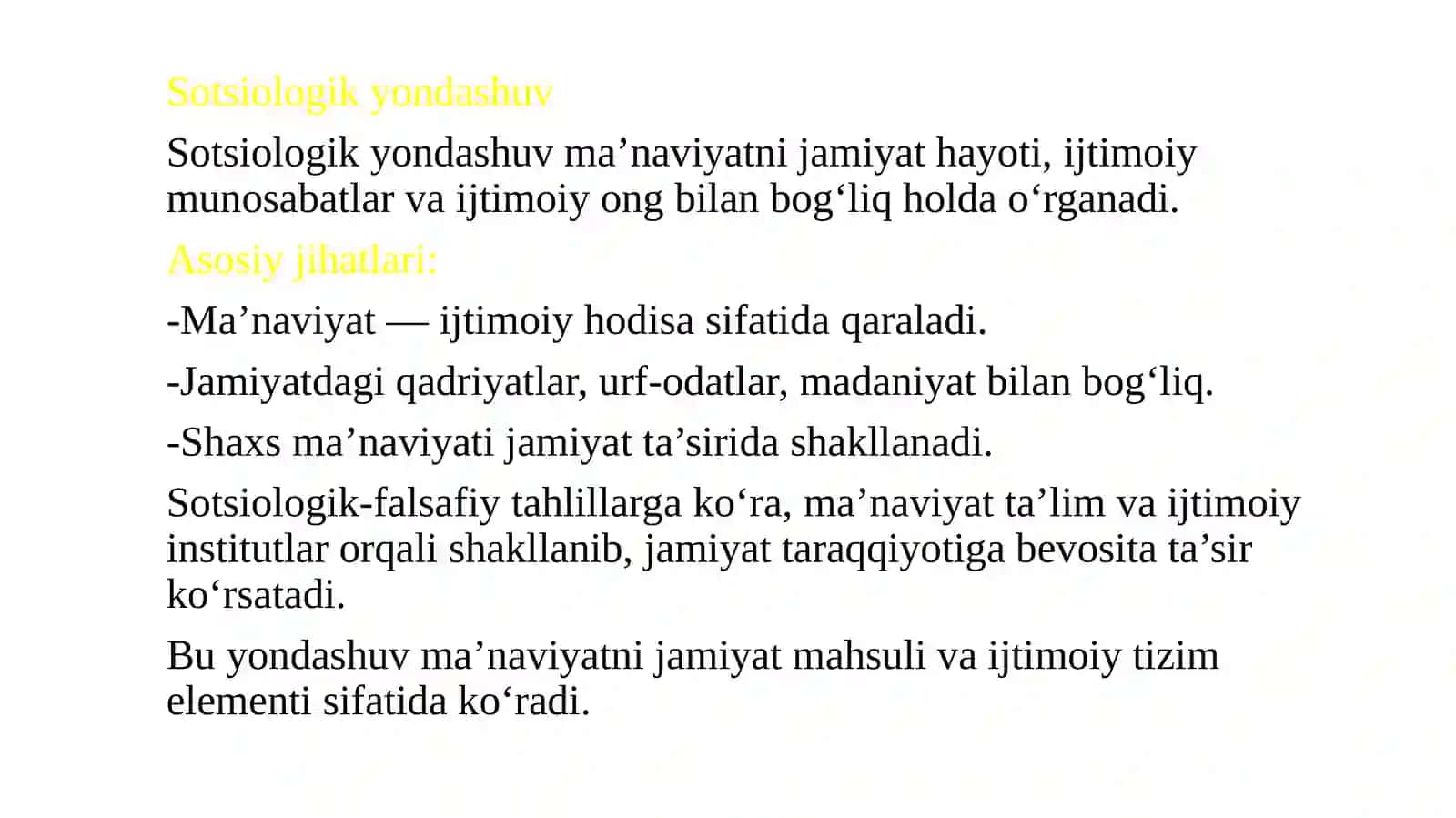 Ma’naviyatga turli yondoshuvlar va tariflarni ilmiy tasnifi 4