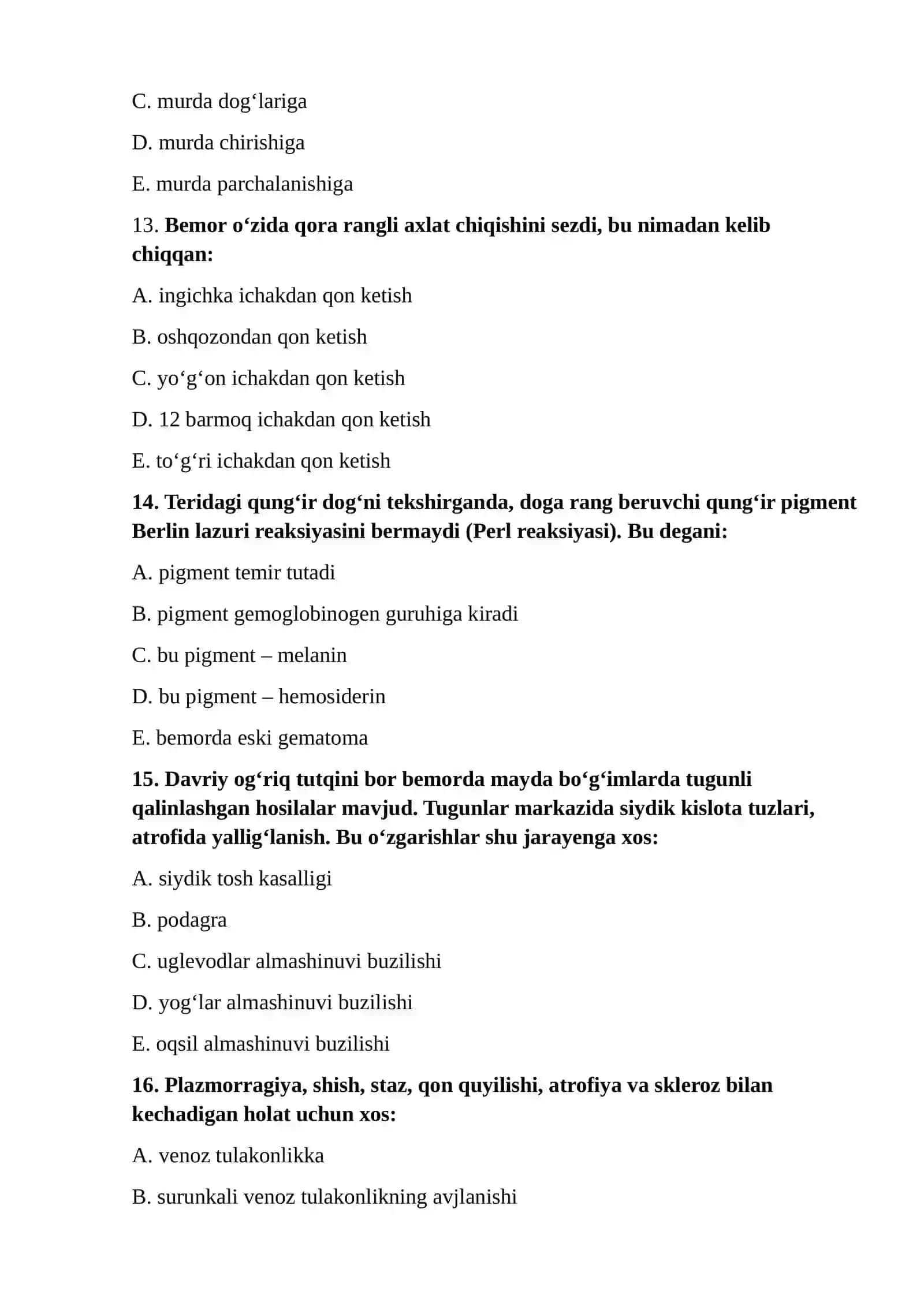 PATOLOGIK ANATOMIYA Test Savollari 4