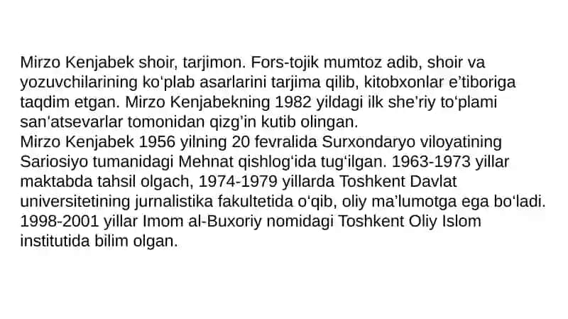 Mirzo Kenjabek sheʼrlarini tahlili 4
