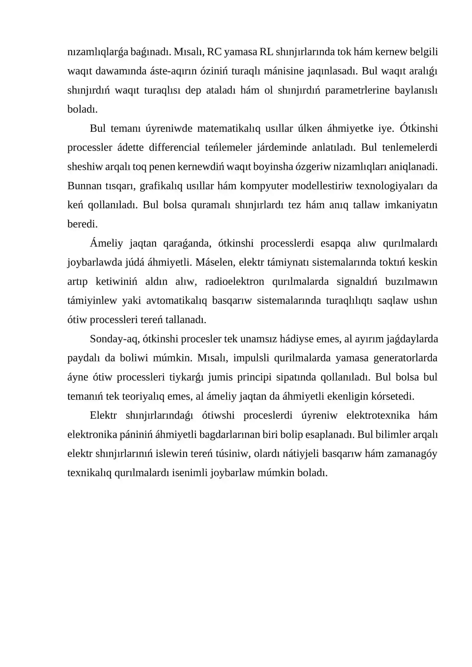 Elektr shınjırındaǵı ótkinshi processesler 4