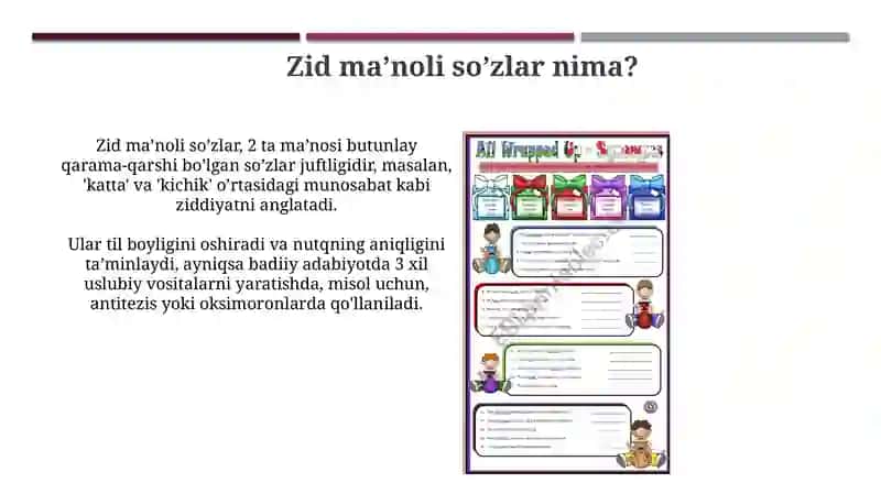Zid ma’noli so’zlar 4