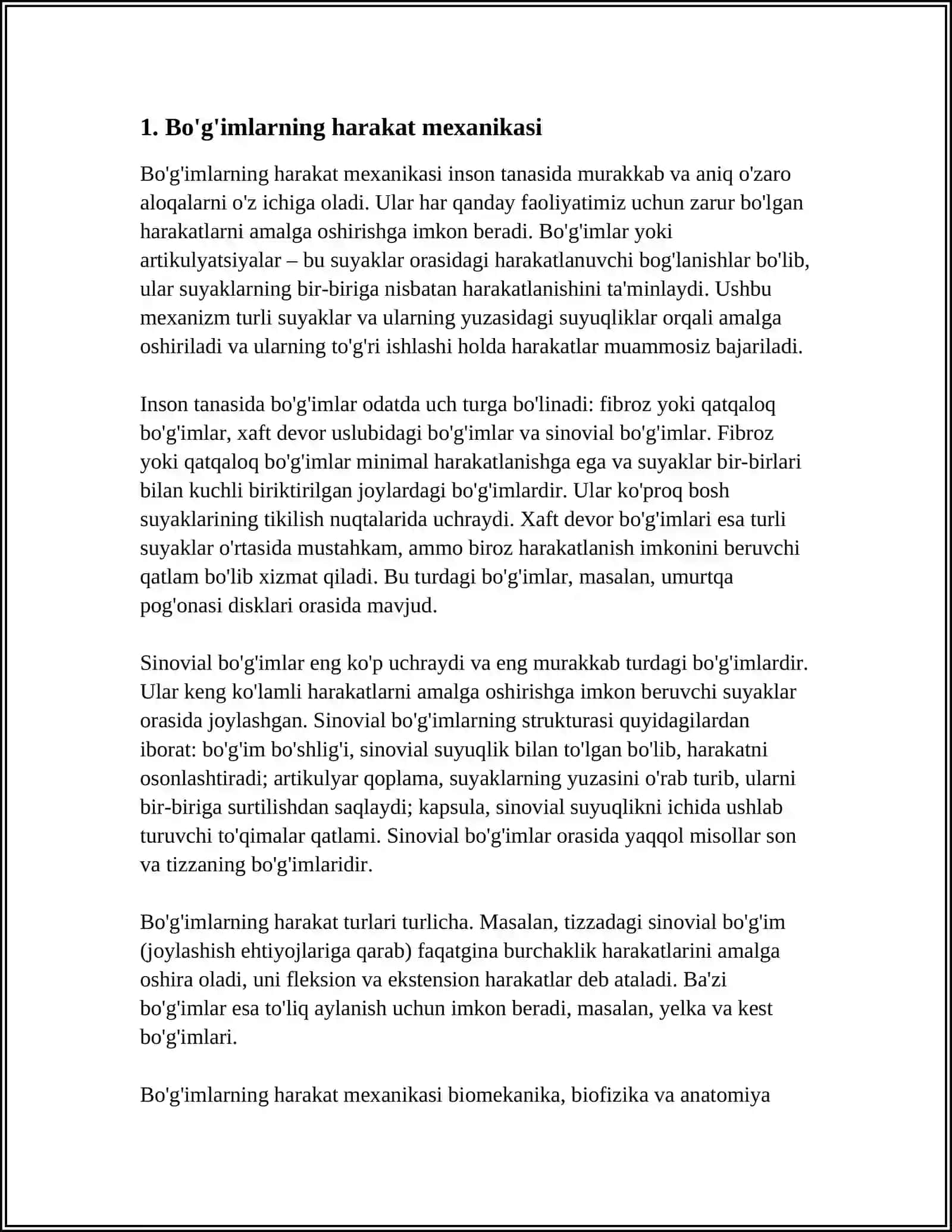 BOʻGʻIMLARNING BIOMEXANIKASI BIRLASHMALARNING RENGENANATOʻMIYASI 4