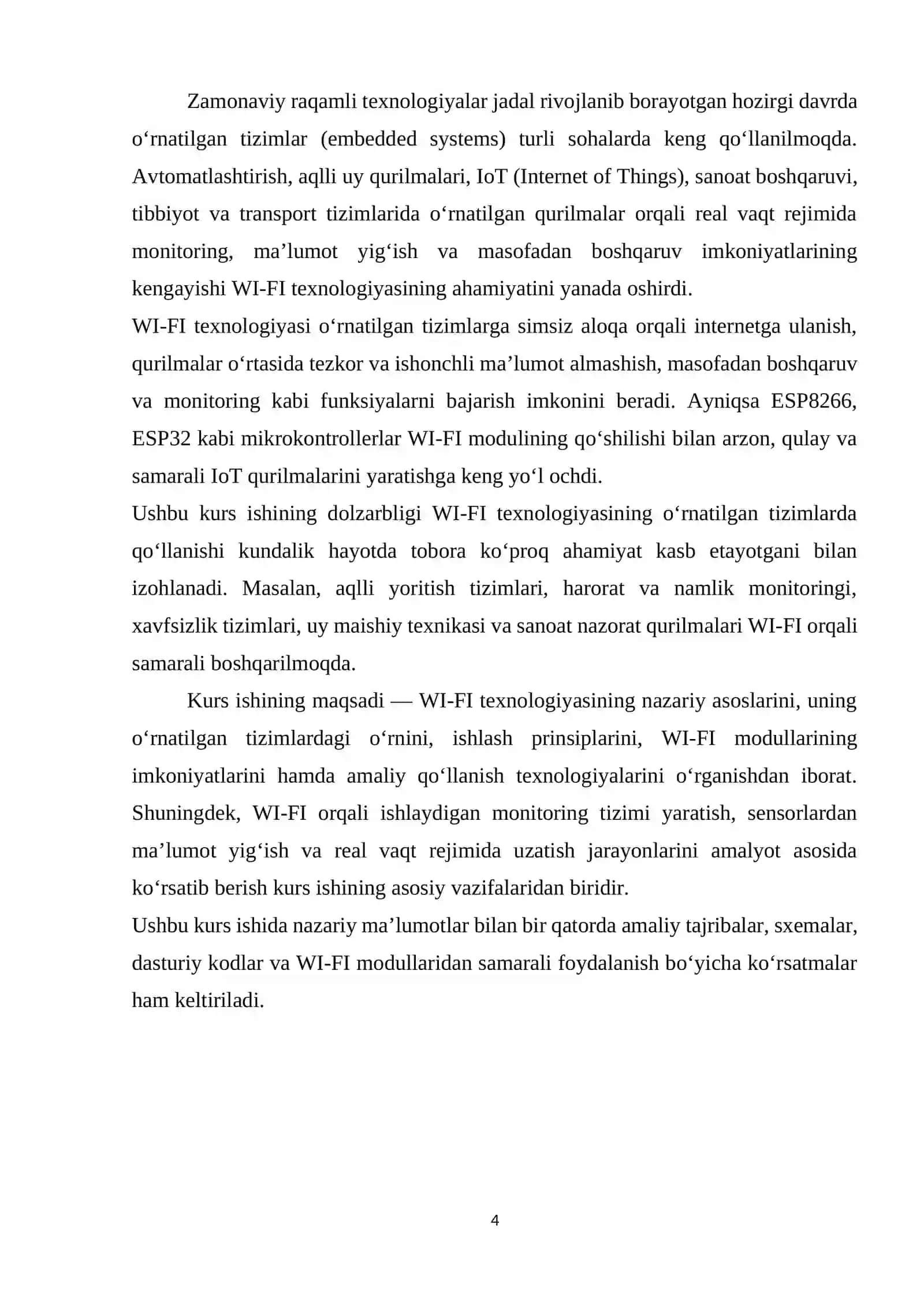 O‘rnatilgan tizimlarda WI-FI texnologiyasi 4