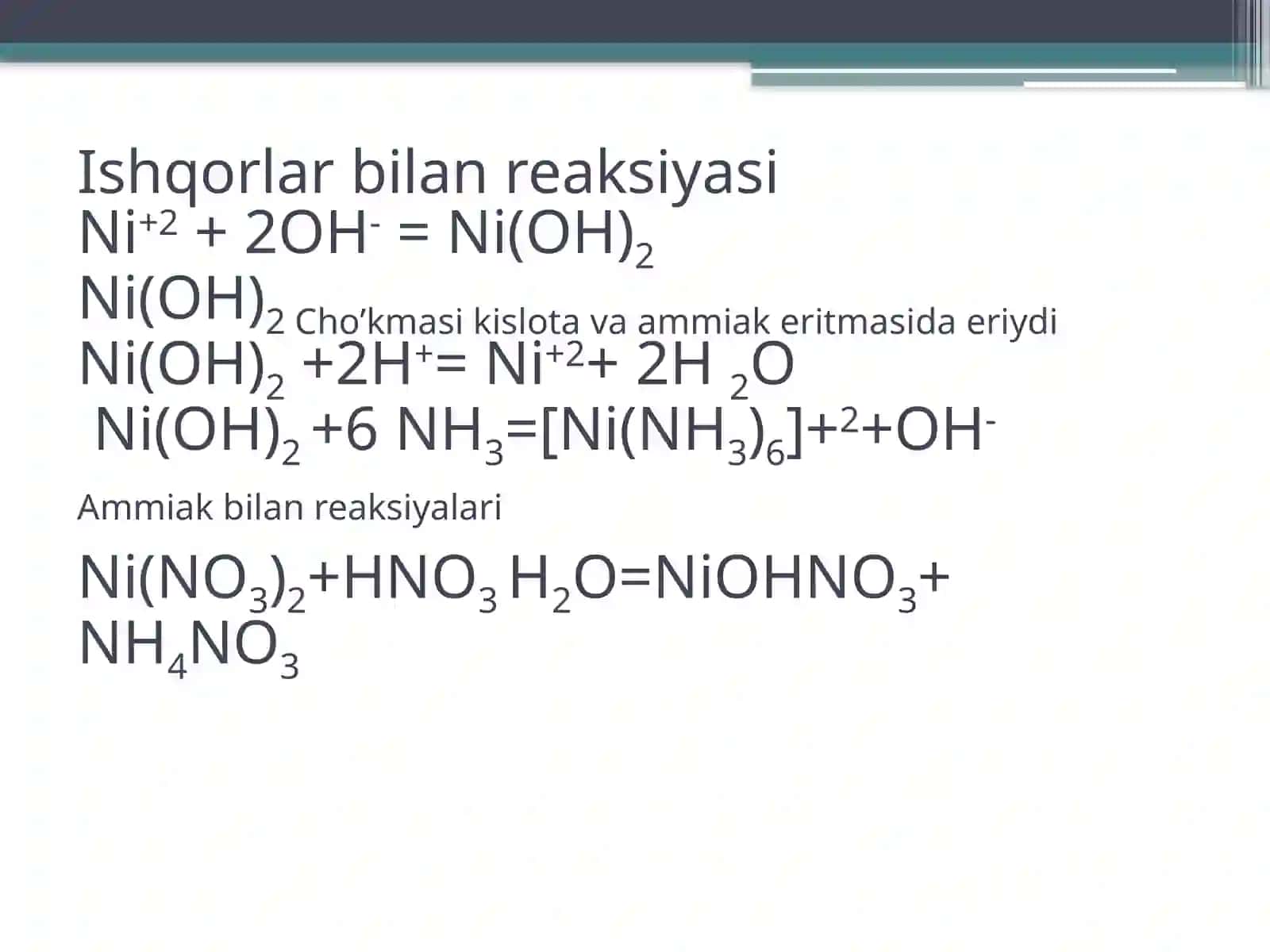 Nikelning analitik kimyosi 4