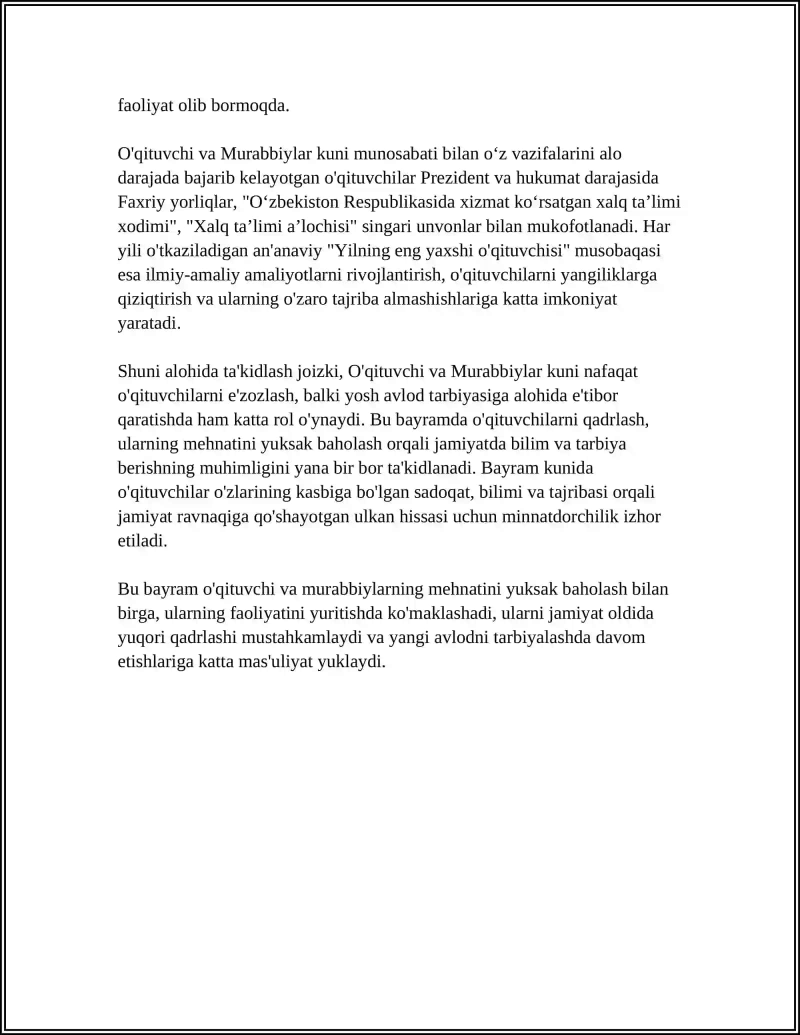 O‘qituvchi va Murabbiylar kuni 4