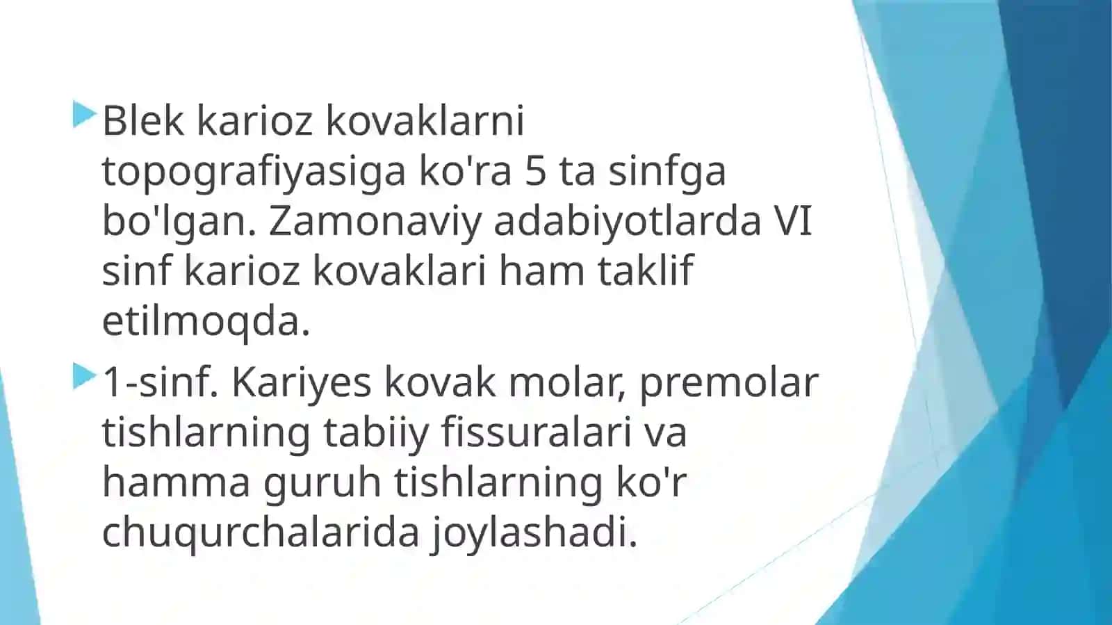 FANTOMLARDA 1-SINF KARIOZ BO’SHLIQLARINI CHARXLASH VA PLOMBALASH 4
