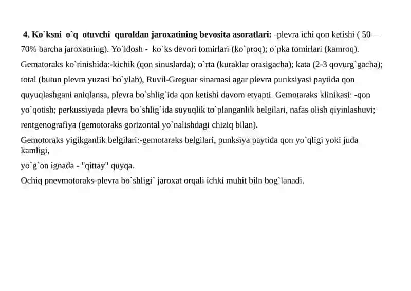 Ko`krak qafasi shikastlari va ularni davolash 4