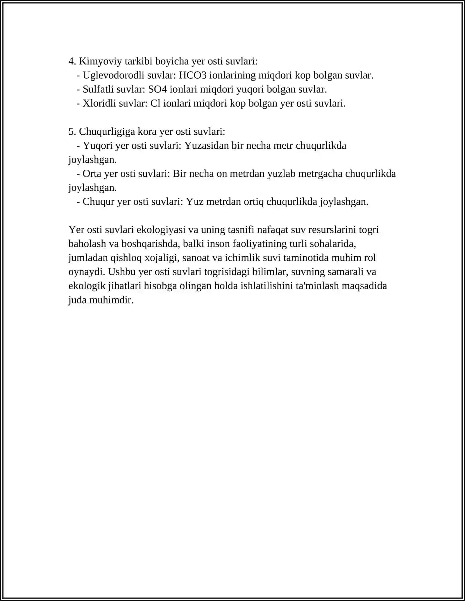 Yer osti suvlari tasnifi 4