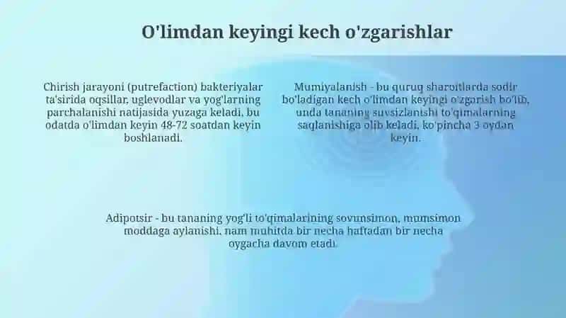 O'limdan keyingi erta o'zgarishlar 4