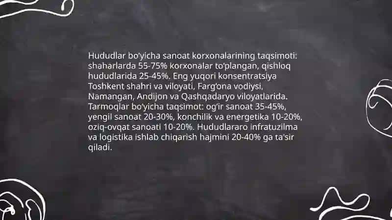Hududlar bo‘yicha sanoat korxonalarining taqsimoti 4