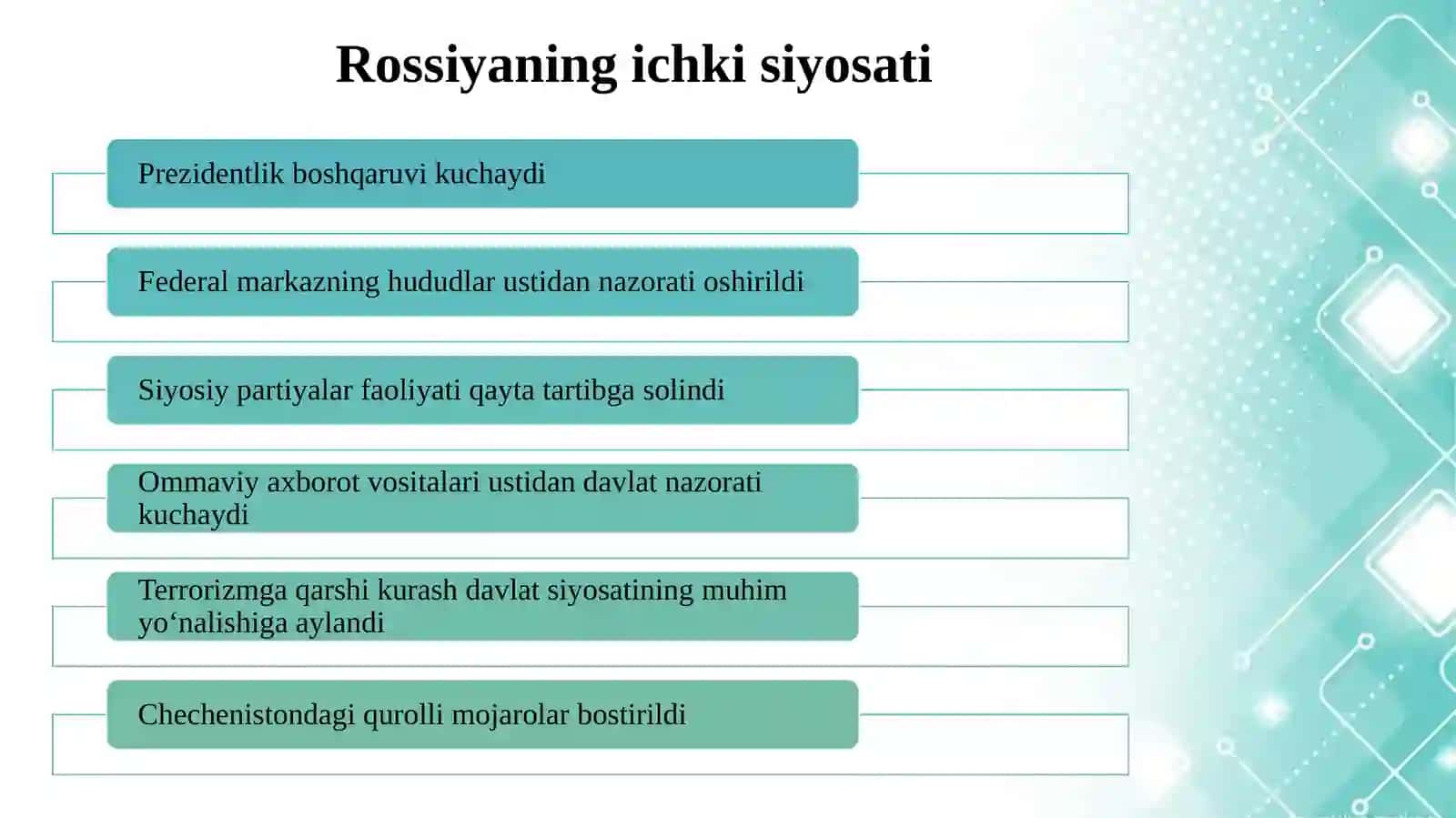 XXI asr boshlarida Rossiyaning ichki va tashqi siyosati 4