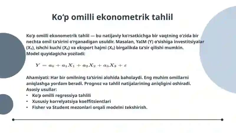 Ko'p omilli ekonometrik tahlil 4