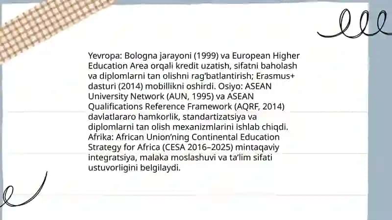 Jahon mamlakatlari ta’lim tizimining integratsiyalashuvi 4