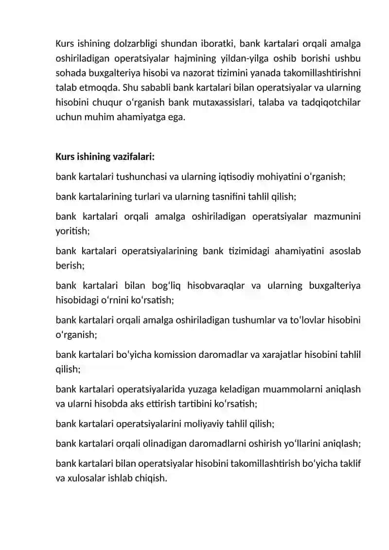 Bank kartalari bilan operatsiyalar va ularning hisobi 4