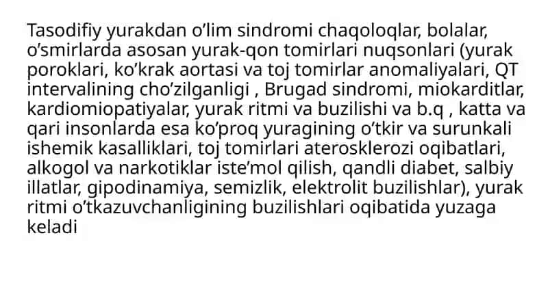 Tasodifiy yurakdan o'lim sindromi. 4