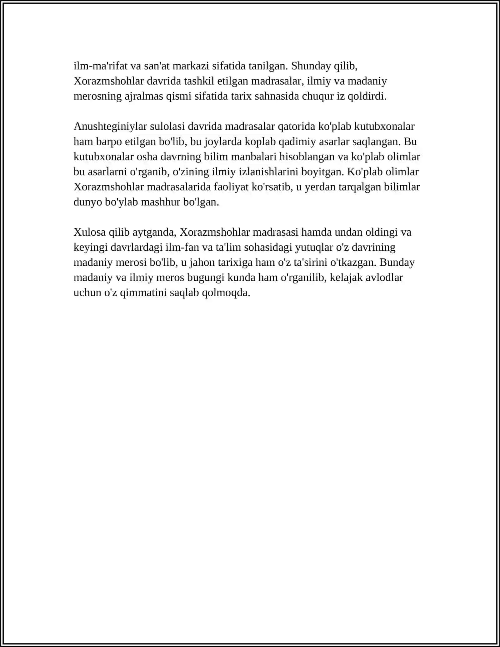 XORAZMSHOHLAR MADRASASI HAQIDA MA'LUMOT VA SLAYDLAR 4