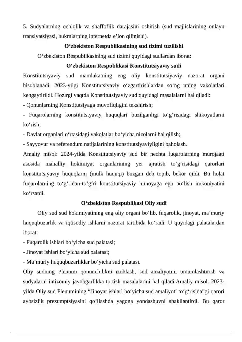 O‘zbekiston Respublikasida sud tizimini tuzilishi 4