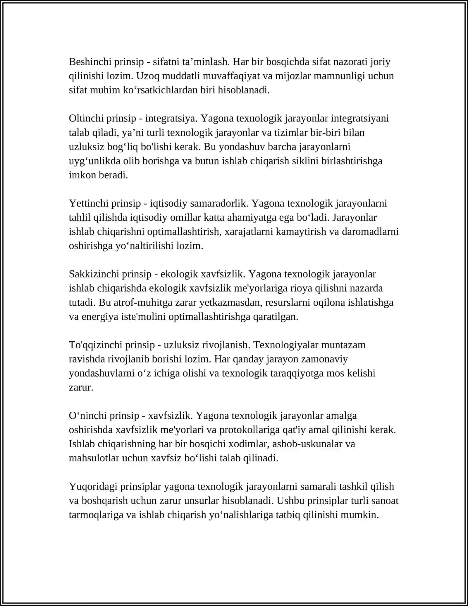 YAGONA TEXNOLOGIK JARAYONLAR 4