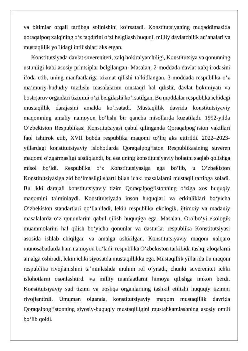 Qoraqalpog’iston Respublikasining Mustaqillik Yillarida Rivojlanishi 4