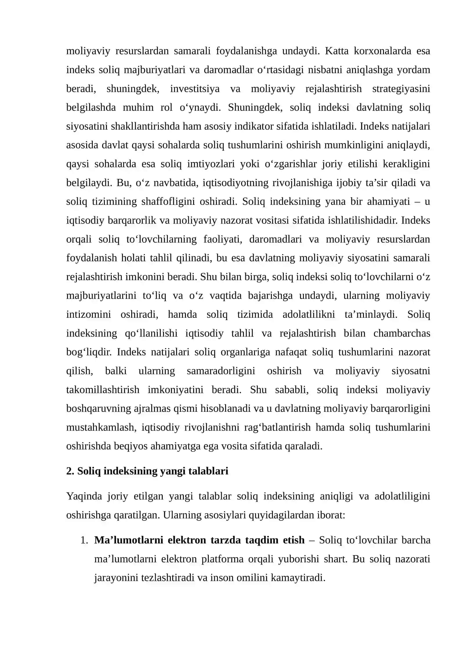 SOLIQ INDEKSNING YANGI TALABLARI 4