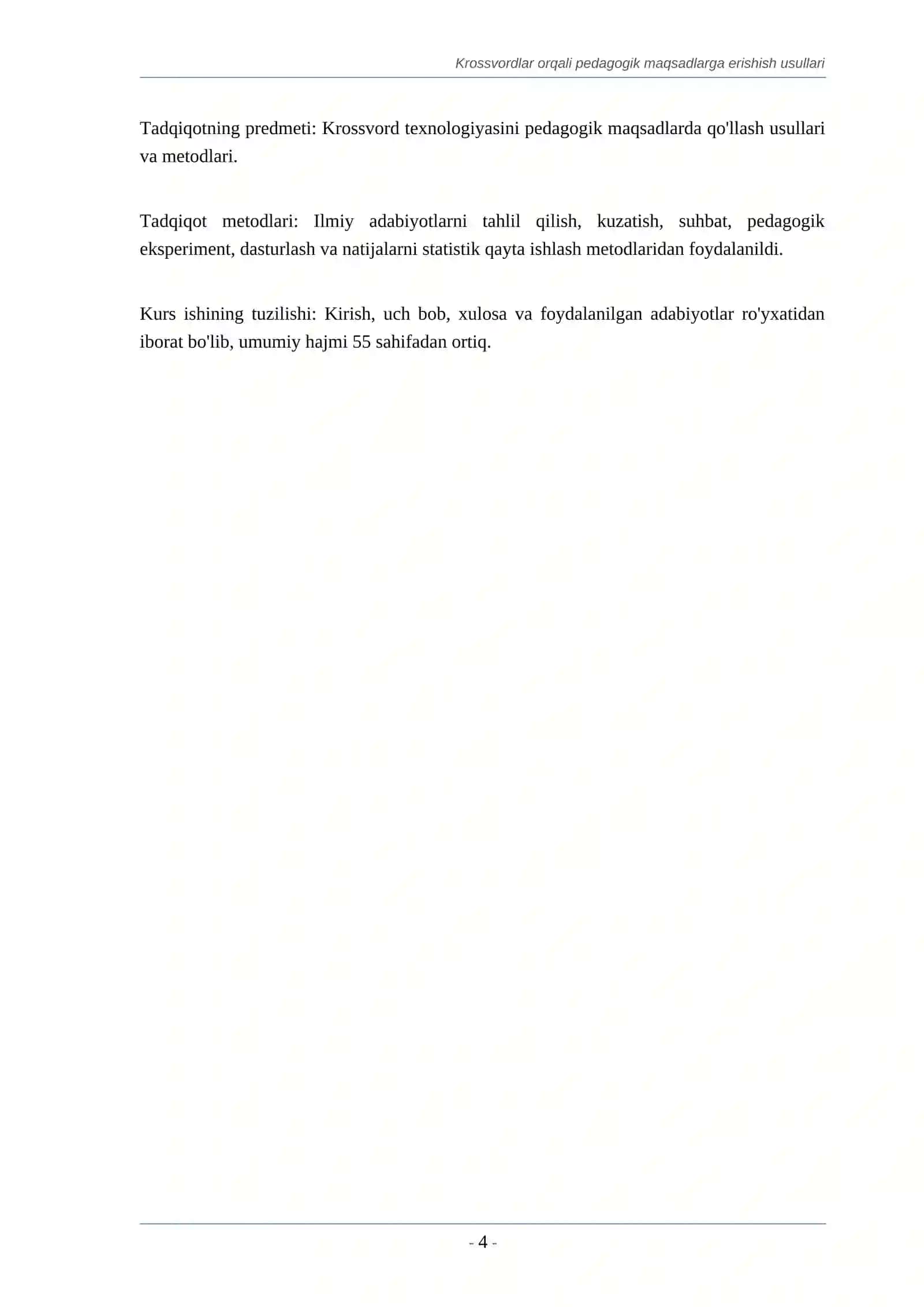 KROSSVORDLAR ORQALI PEDAGOGIK MAQSADLARGA ERISHISH USULLARI 4