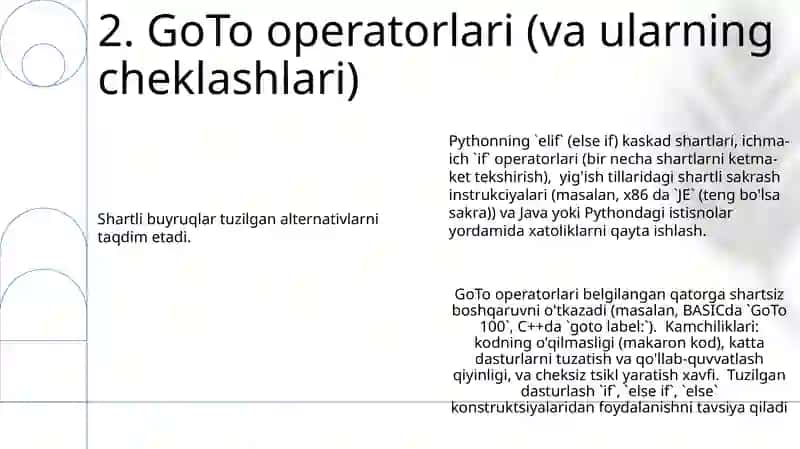 Tarmoqlanish buyruqlariga misollar 4