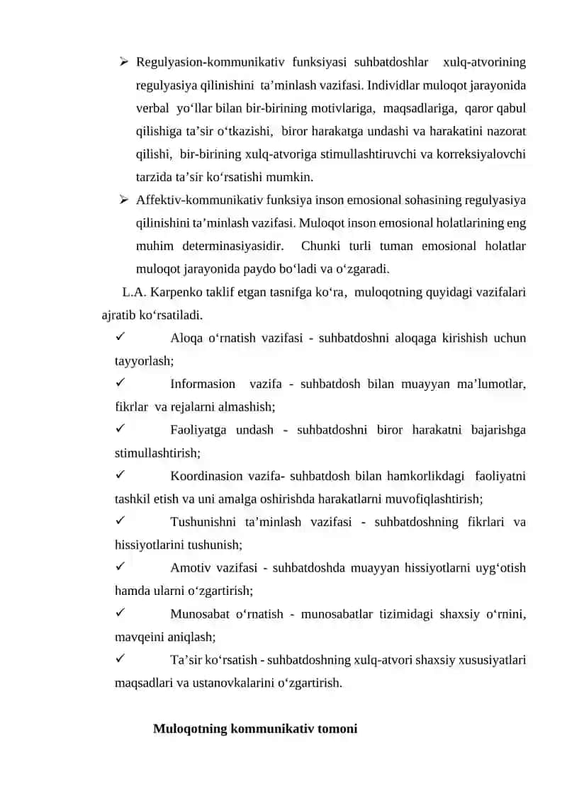 Muloqot va shaxslararo munosabatlar psixologiyasi 4