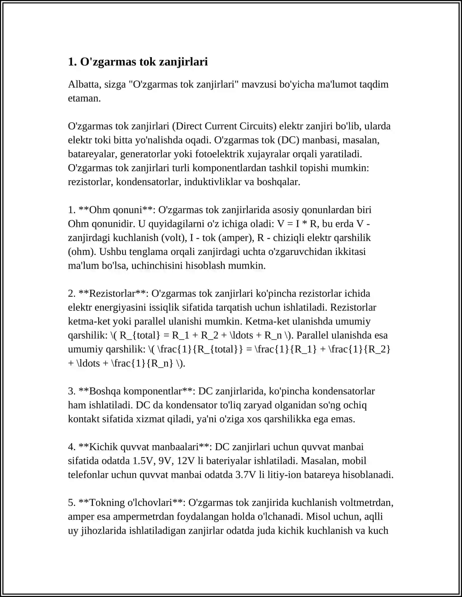 O'zgarmas tok zanjirlari 4