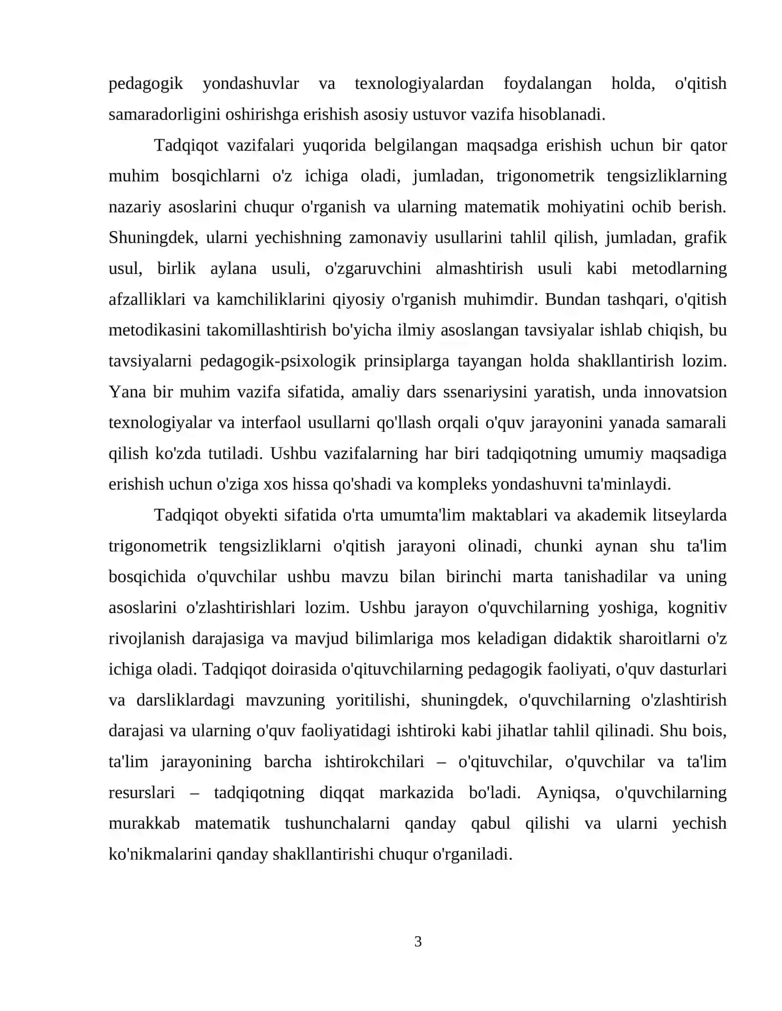 Trigonometrik tengsizlik va ularni yechish usullarini o’qitish metodikasi. 4