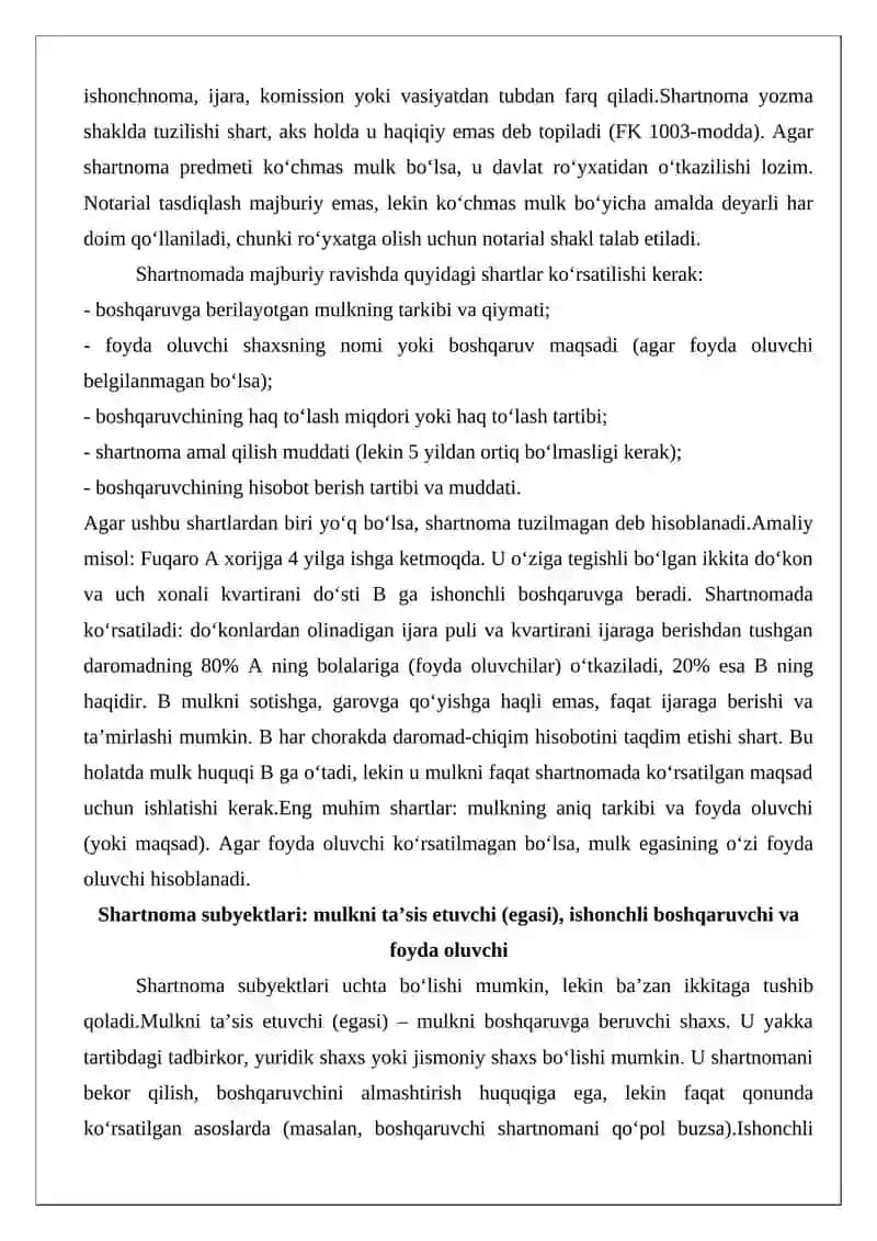 Mol-mulkni ishonchli boshqarish shartnomasi 4
