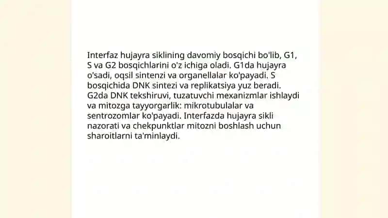 Hujayra sikli.Mitoz fazasi 4