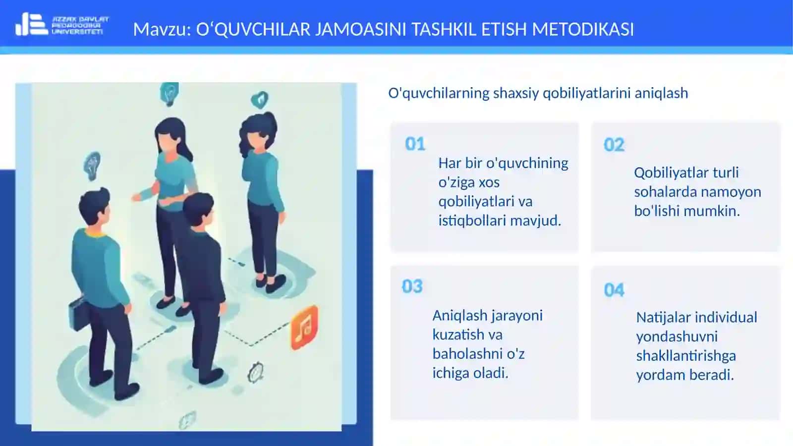 OʻQUVCHILAR JAMOASINI TASHKIL ETISH METODIKASI 4