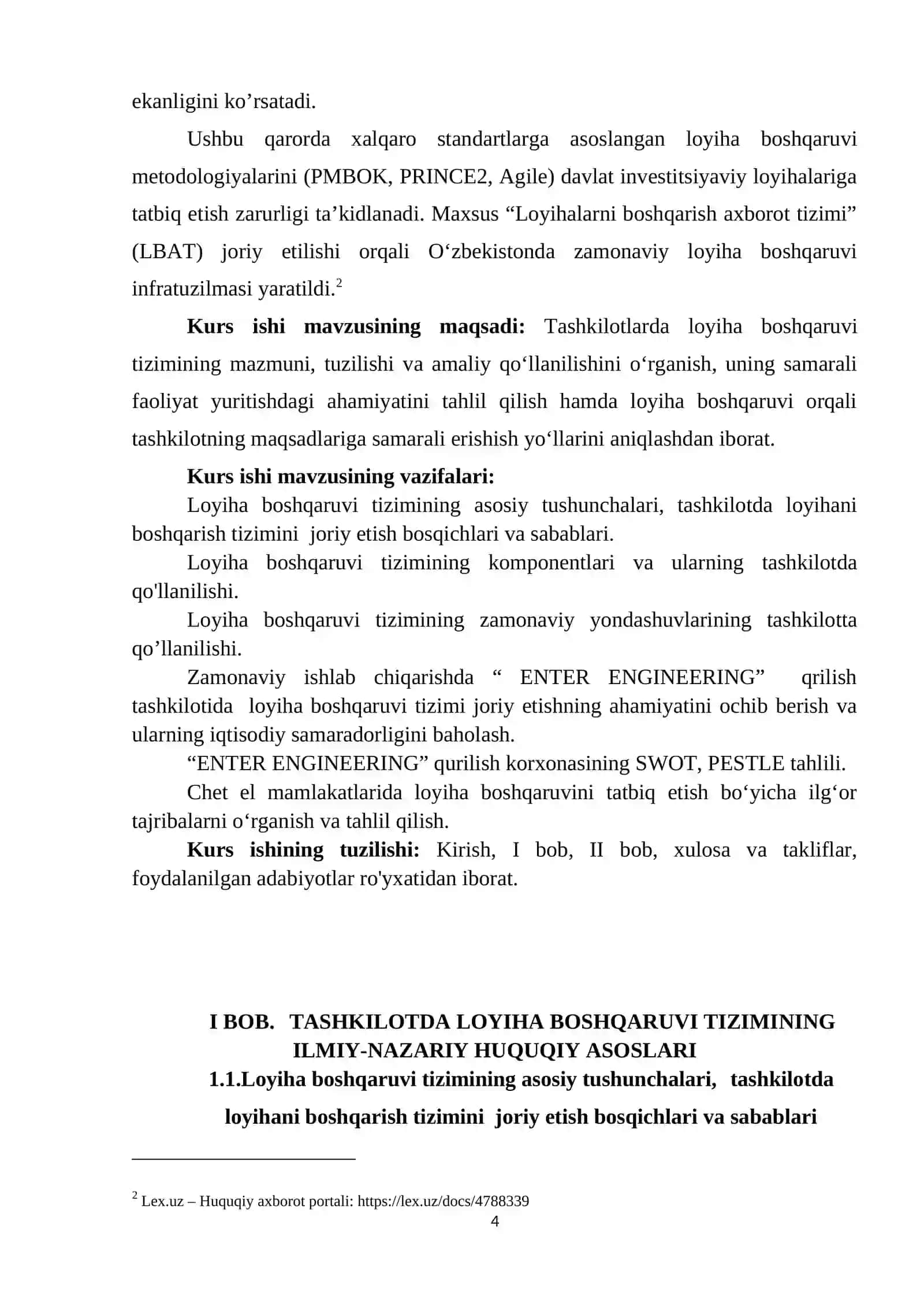 LOYIHA BOSHQARUVI 4