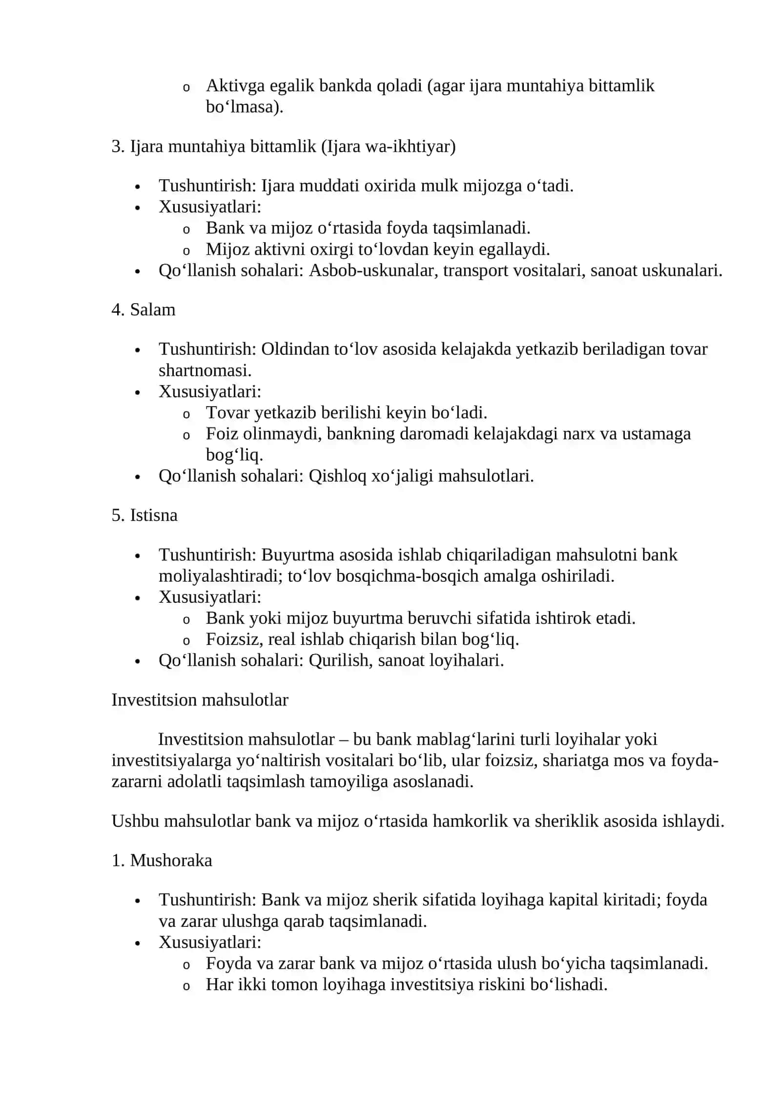 Islom bank mahsulotlari va ularning turlari 4